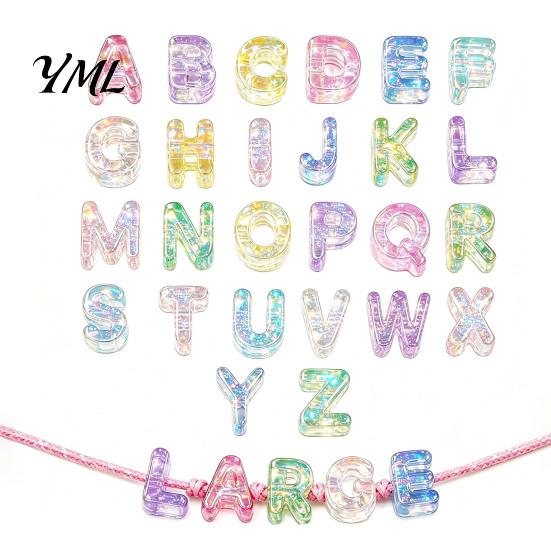 Alphabet Beads for Keychain Crafts 26Pcs A to Z Acrylic Letter Beads, Chunky Large Hole Paracords Projects Colorful DIY Keychains Bag Charms