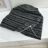Simple Striped Hat Women's Autumn and Winter Tide Knitted Hat Warm Wool Bald Hat Stacked Hat Small Face Sun Protection Hat