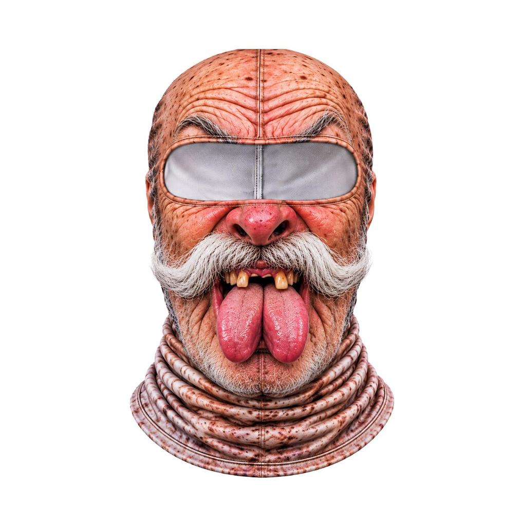 Novelty Old Man Face Ski, Winter Windproof Full Face with 3D Full Print, Sunglasses Not Included