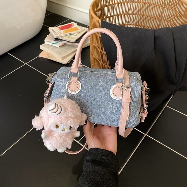 Denim Mini Boston Bag Women's Shoulder Crossbody Bag