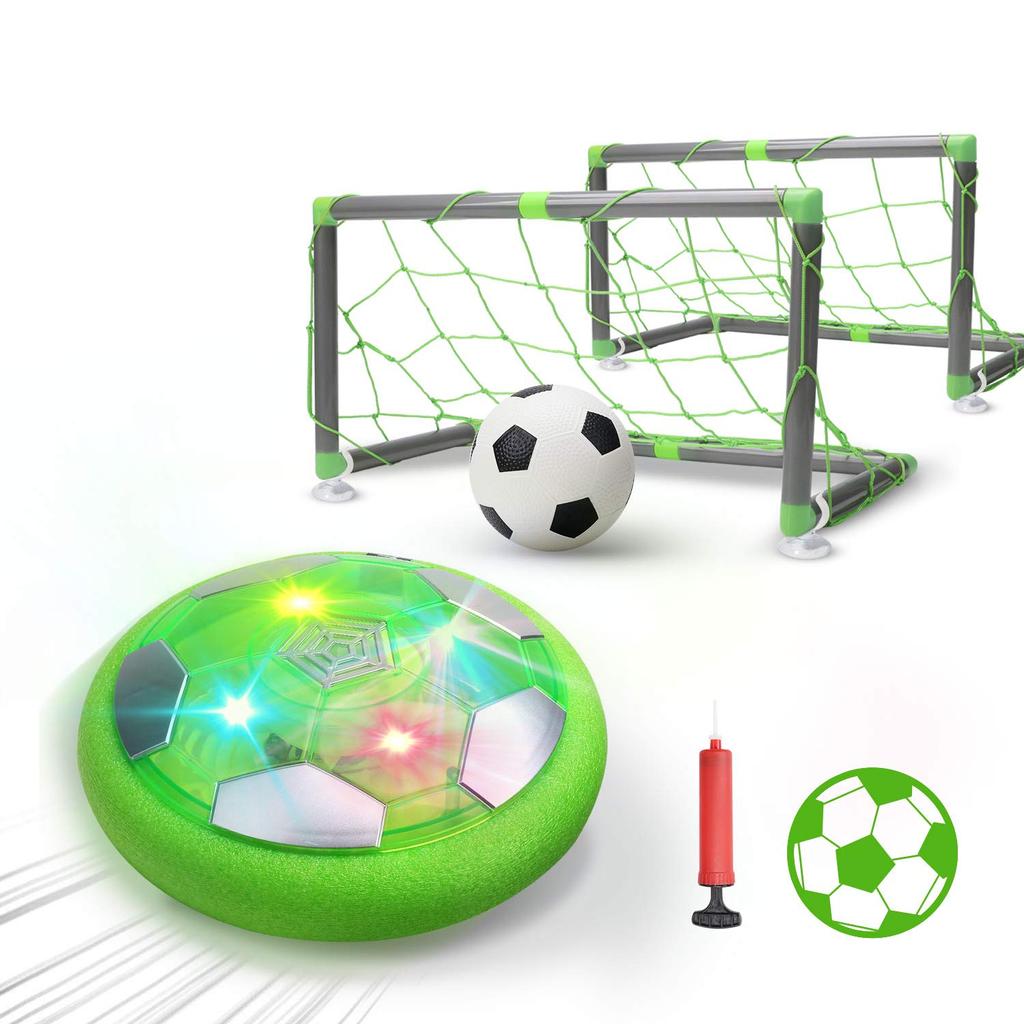 DEERC Wiederaufladbarer Hover-Fußball mit Tor und LED-Auftrieb, Perfekt für Hallenfußball, Eltern-Kind-Spiele und Geschenke für Jungen und Mädchen, Perfekt