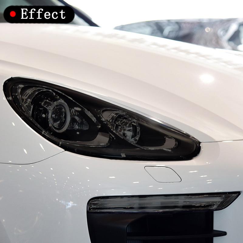 2 Pcs Car Headlight Tailight Protective Film Transparent Black TPU Sticker For Porsche Cayenne Macan Taycan 2011 To