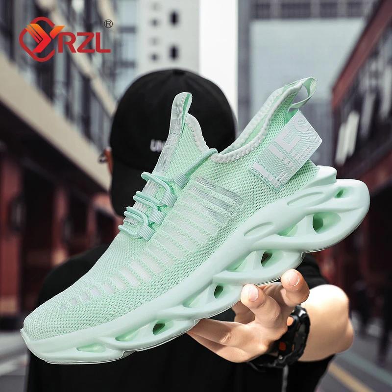 YRZL Men Shoes Comfortable Sneakers Womoen Breathable Couple Running Shoes Mesh Tenis Sport Shoes Size 36-46 Waling Sneakers Men