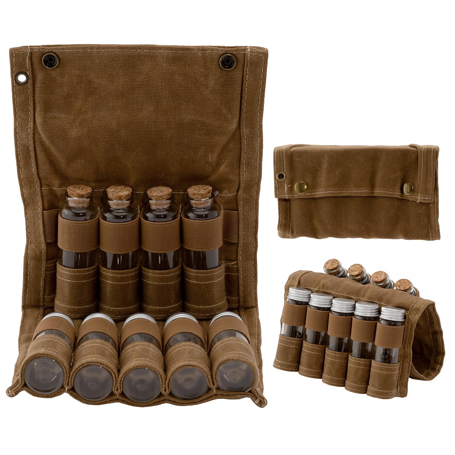 

Коробка для специй Frogsnout для кемпинга и использования на открытом воздухе, вмещает 9 специй, 1 бутылочка для специй 50 мл, портативный чехол для хранения (Хаки Коричневый)