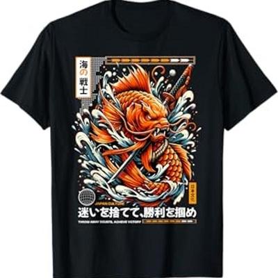 Japanese Tattoo Samurai Sword Koi Fish Men'S T Shirt