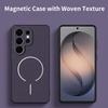 For Samsung S26 Ultra S26Plus Leather Woven Texture For Magsafe Magnetic Shockproof Case For Galaxy S26 + S25 FE S24 Ultra Cover