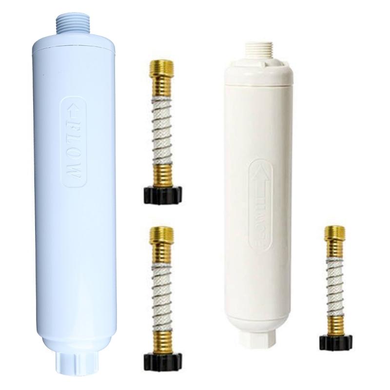 RV Marine Water Filter with Flexible Hose Protector Protects Against Bacterias Reduces Bad Taste Odors in Drinking Water blu