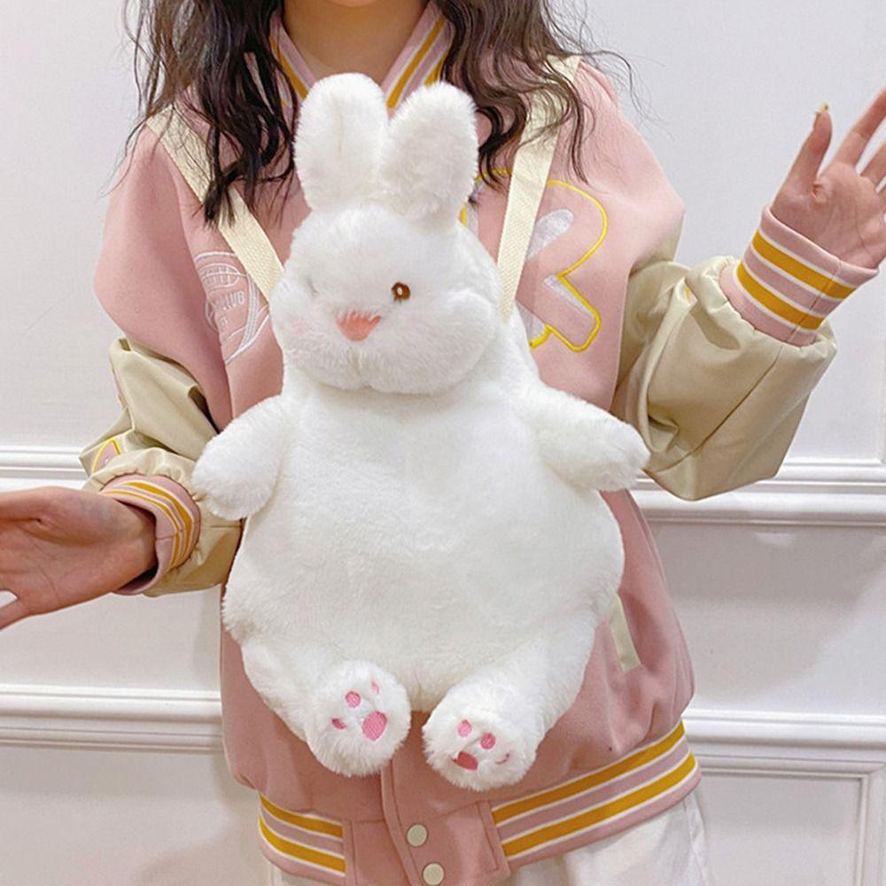 Soft Plush Anime Plush Backpack Duck Rabbit Shape Large Capacity Shoulder Bag Cartoon Cute Toy Bag Women Girls
