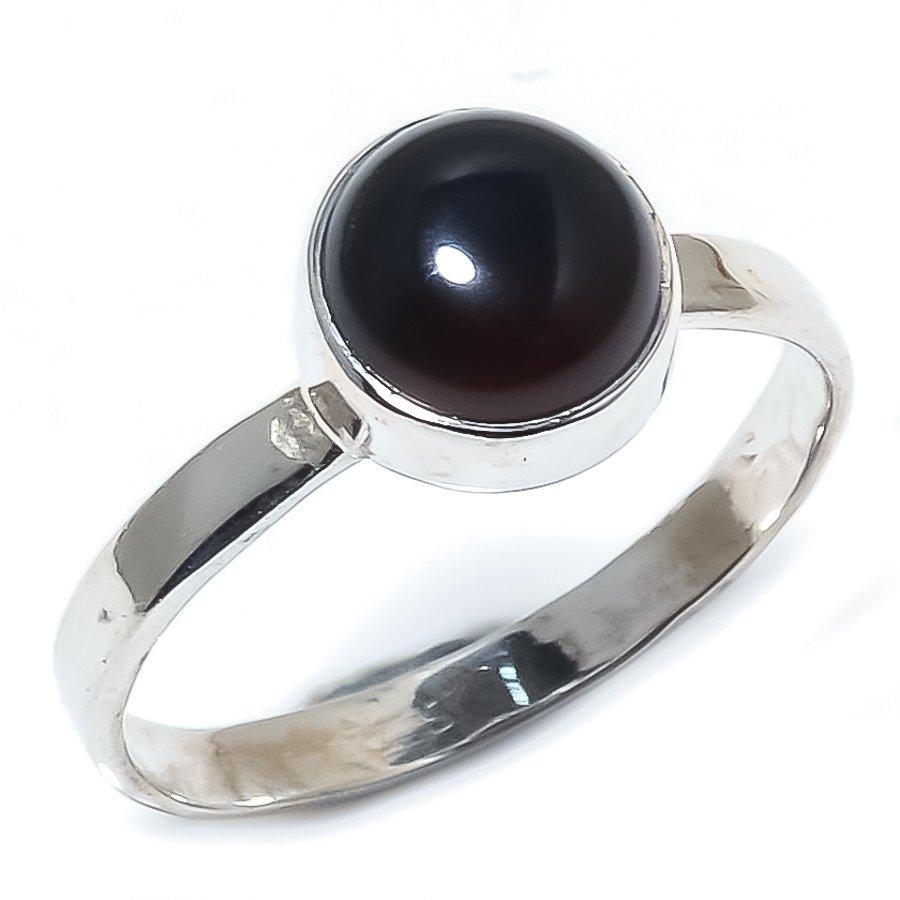 Natural Black Onex Gemstone Handmade 925 Sterling Silver Jewelry Ring S.9 a7z63