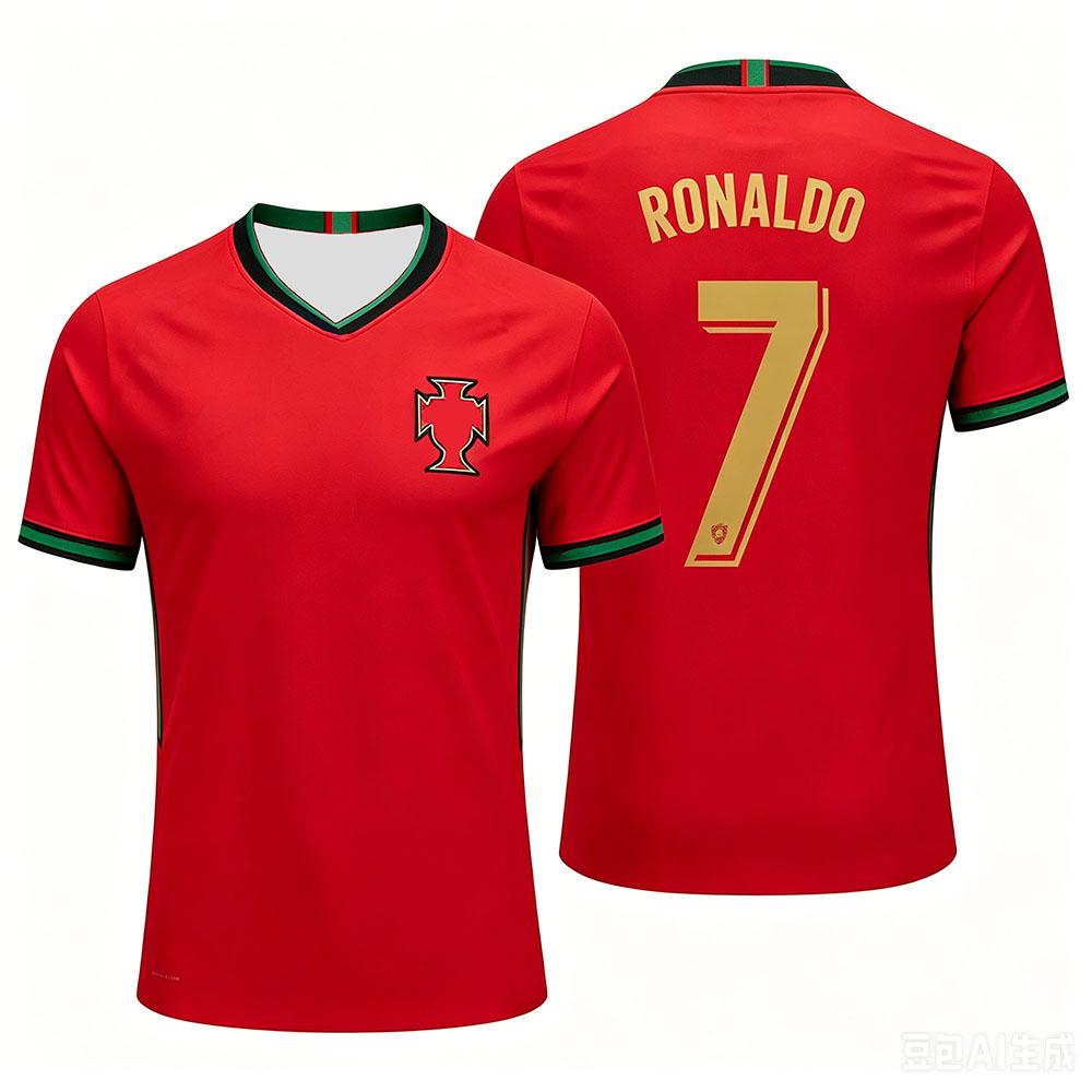 Portugal Football Tee Jersey Number 7 Design Graphic Print T-shirt Short Sleeve Summer V-neck Male Tshirts Streetwear Unisex Top