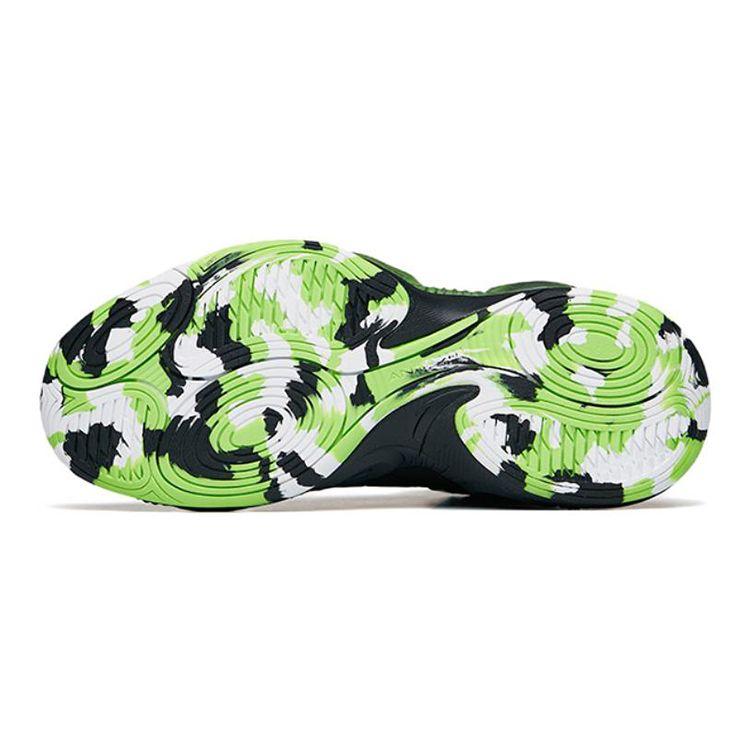 Anta Youth  Childrens Asymmetric Comfortable Non-Slip Shock Absorbing Wear-Resistant High-Top Basketball Shoes Kids Sneakers Black Green 312131110C-3