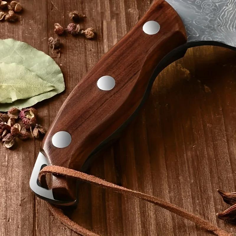 PLYS Meat Cutting Knife With Sheath, Sharp High Carbon Steel Outdoor Knife For Meat And Fruit, Portable Knife For Meat Cutting