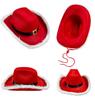 Weihnachts-LED-Cowboyhut Roter Denimhut Weihnachtsmann Weihnachten Freundin Geschenke Neujahr Damen-Weihnachtshut Westlicher Cowgirlhut