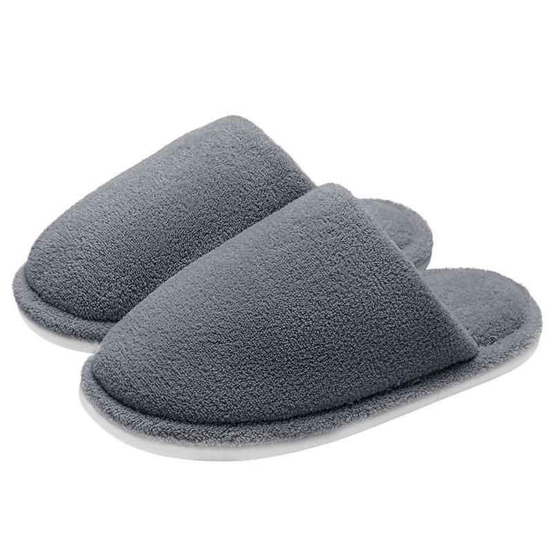 Antibacterial Cotton Slippers Men's Autumn and Winter New Indoor Couple Home a Pair of Warm Non-slip Plush Slippers