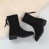 Autumn Winter 2024 New Shoes Women Thick-Soled Casual Plus Size 43 Black Suede Short Boots Fashion Women Boots