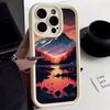 Mountain Moon Landscape Art Phone Case for iPhone 17 16 15 14 13 12 11 Series Pro Max Plus Double Layer Protection