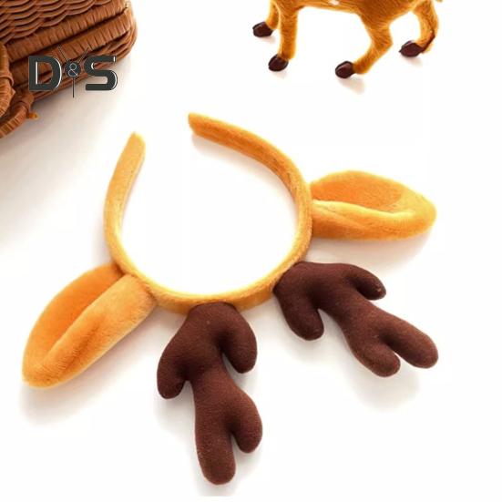 Banda de păr cu coarne de Crăciun, elastică, anti-alunecare, de pluș, potrivită pentru toate vârstele Accesorii pentru păr de Crăciun, decorare pentru petreceri de sărbători, costum festiv de Halloween