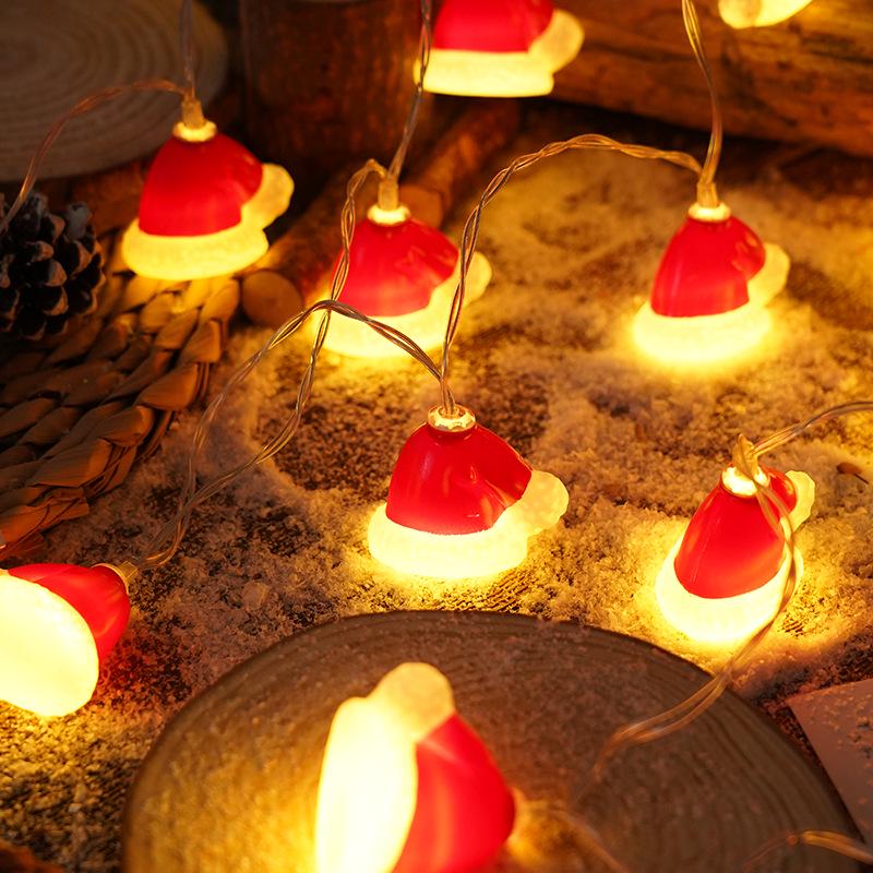 Christmas LED Santa & Snowman Head String Lights - Festive Glitter Decoration