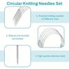 10pcs 40cm Circular Knitting Needles Set Stainless Steel Sock Knitting Needles with Sizes 2-7mm Flexible 2 Ended Circular Needle