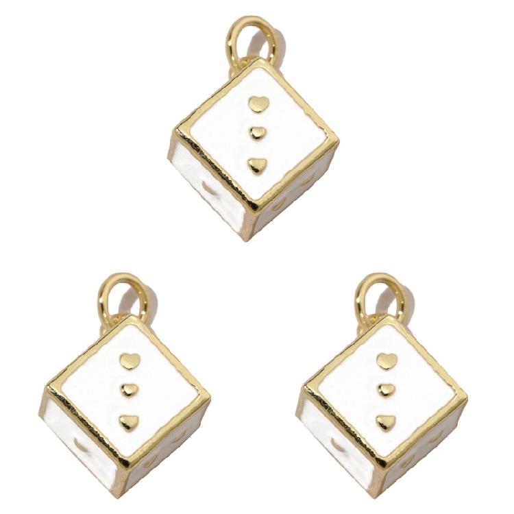 Pack of 3 Heart/Horseshoe/Dices Poker Card Pendants Accessories for Necklace and Earrings Copper Jewelry Components