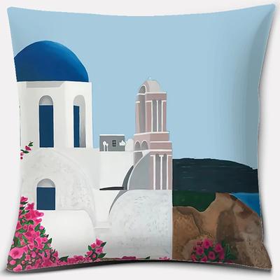 Grecja Santorini seria architektoniczny wzór drukowany poszewka na poduszkę dekoracja sofy do salonu domowego poszewka na poduszkęx