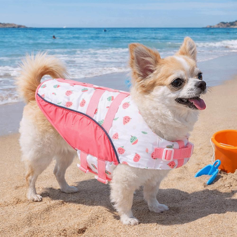 Adjustable Dog Life Jacket Secure Fit Waterproof Dog Lifesavers Swimsuits Thick Sponge Pad High Buoyancy Dog Swim Suit Summer
