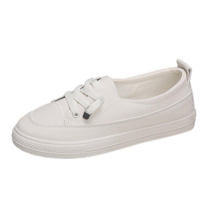 Fashion Comemore White Women's Sneakers 2025 Spring Autumn Lace-Up Casual Platform Leather Sports Shoes Students Flat Bottom Board Shoe