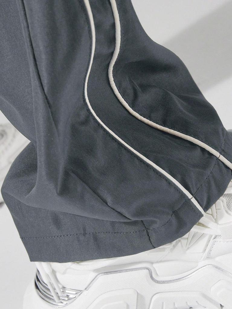 European-Size Men's Retro Sports Casual Pants - High Street Hong Kong Style, Loose Straight Leg