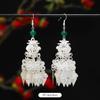Miao Yin earrings original niche retro Dongling jade earrings long fringed earrings women