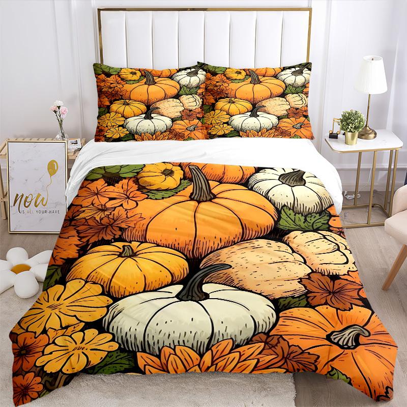 3pcs bedding set Pumpkin Harvest Includes 1 Comforter + 2 Pillowcases, Without Pillow Inserts, Soft Comfortable,Bedding Set,a0909019