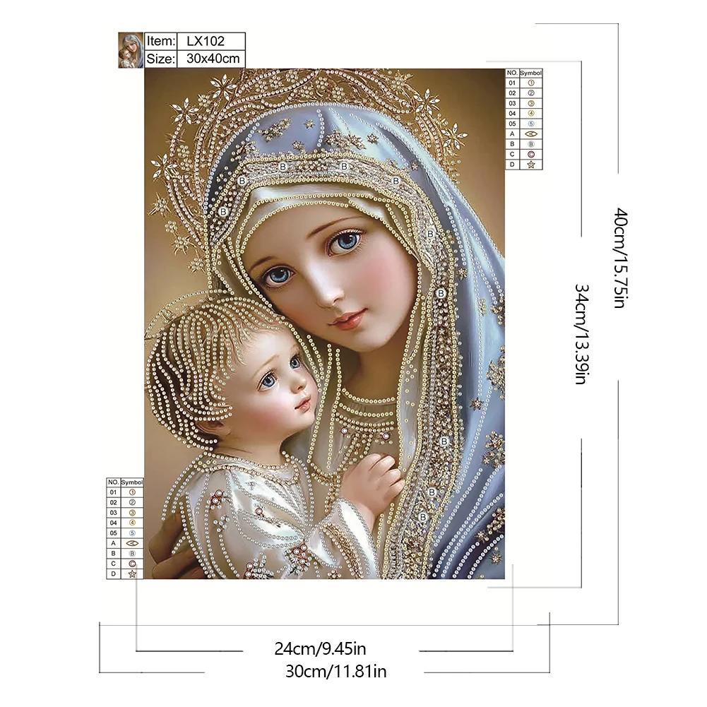 Marian Religion Diamond Painting Kit 30x40cm for Adults Beginners Gift 5D DIY Embroidery Crystal Rhinestone Art, Home Wall Decor