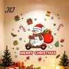 Window Beautification Supplies Cute Snowman Scooter Christmas Static Cling, Cartoon Merry Glass Waterproof Decorations Decal, Sticker for Home