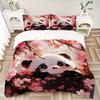3pcs Sakura Panda Bedding Set - Includes 1 Quilt Cover and 2 Pillowcases, Comfortable Bedding with Stylish Design for Bedroom, Machine Washa
