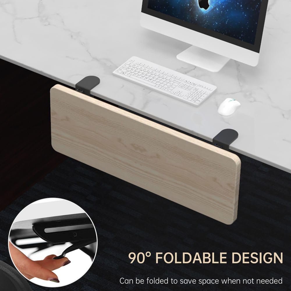 OUGIC Ergonomic Desk Extender Tray X Installation No Drilling Foldable Keyboard Drawer Table Mount Armrest Elbow and Arm Support for Computer 23.6"