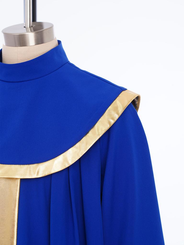 Jungen Mädchen Gottesdienstrobe Metallic Colorblock Patchwork Plissiertes Gewand mit unsichtbarem Reißverschluss hinten