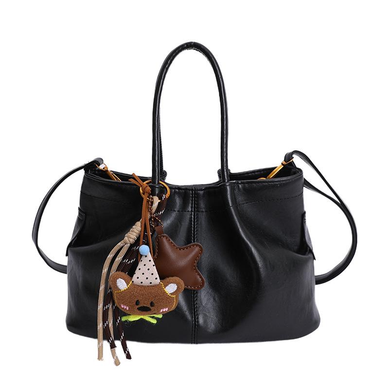 

Retro Commuter Handheld Bucket Bag, Winter New Style, Versatile, High End, Simple Single Shoulder Crossbody Bag чёрный