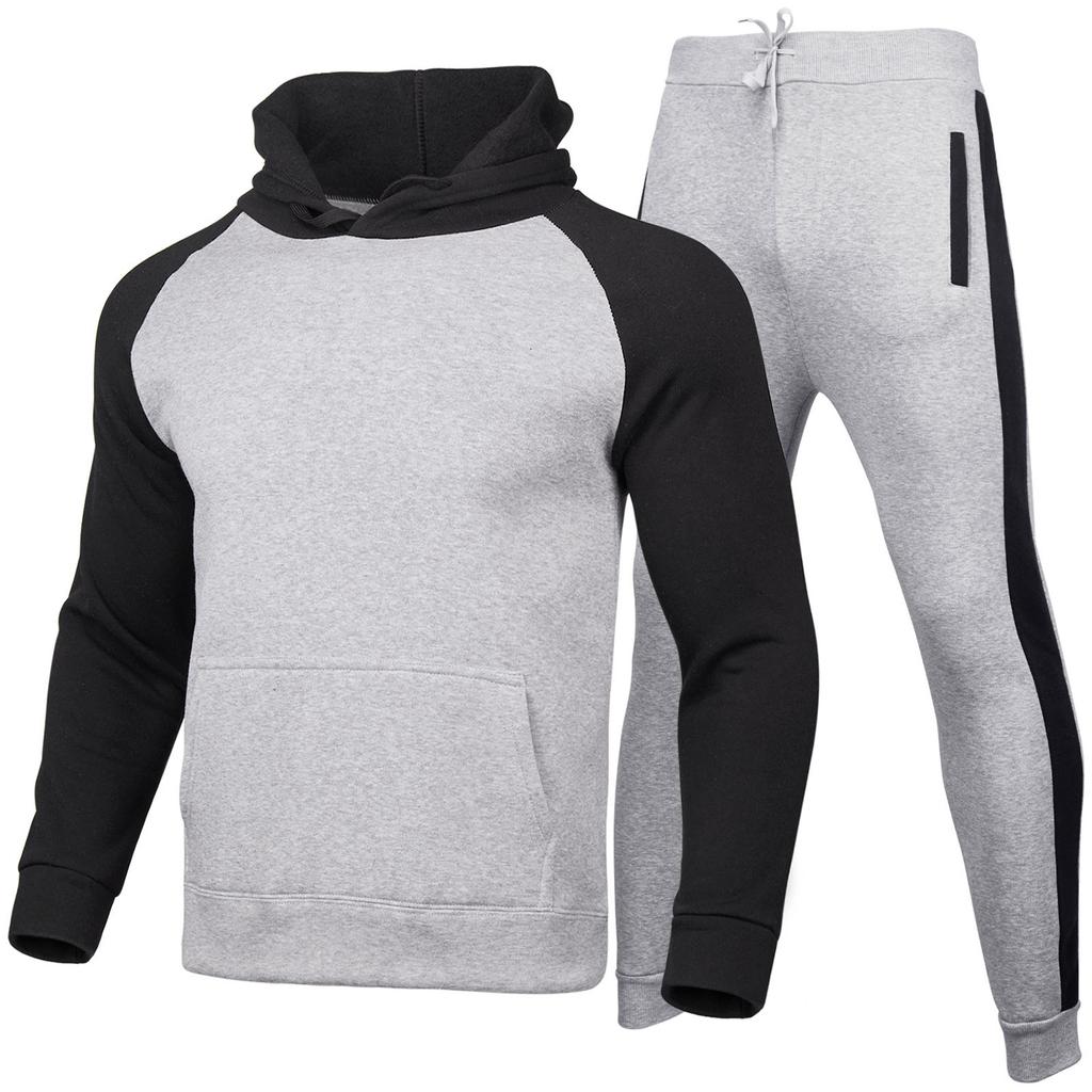 Men's Tracksuit Hooded  Hoodie Set 2 Pieces Sporting Male Fitness Plush Sweatshirts Pants Sets
