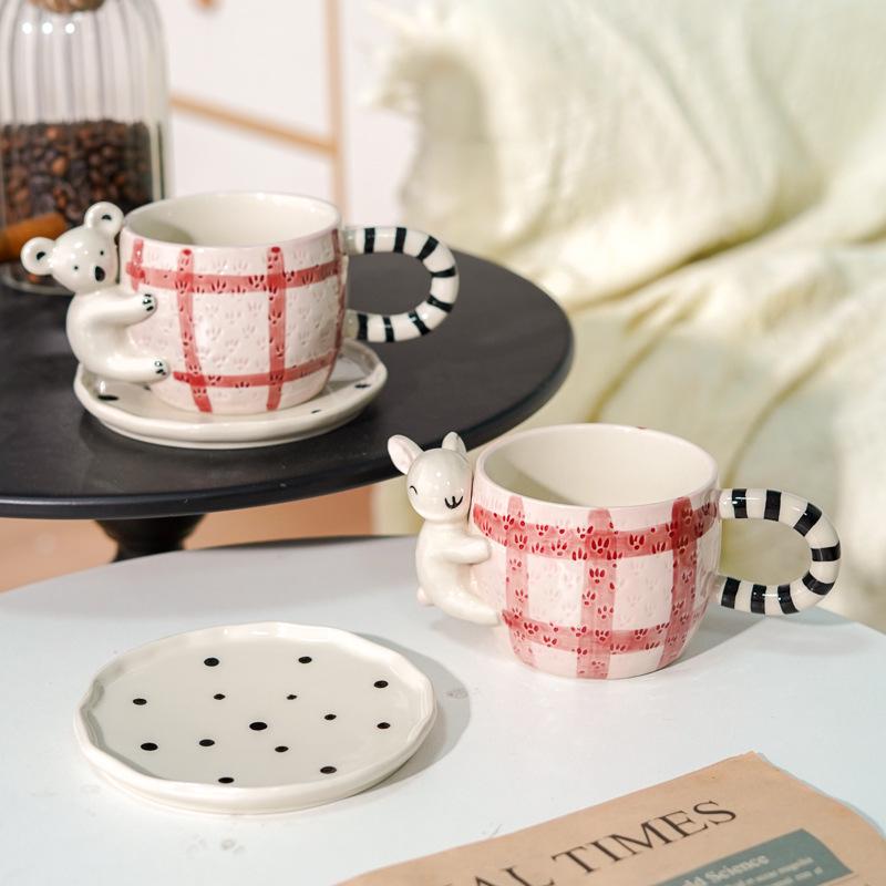 3D Koala Ceramic Coffee Mug with Handle: Hand-Painted, Beautiful Design for Couples