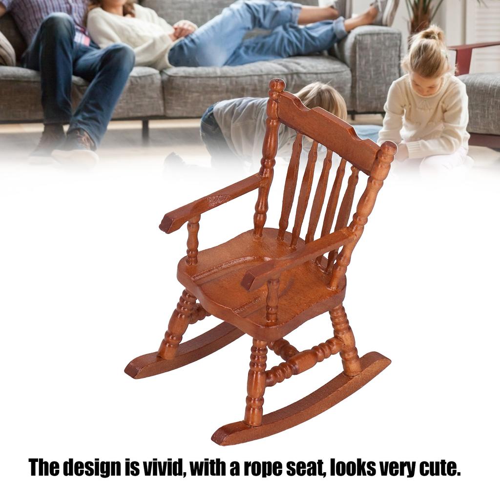 1:12 Miniature Rocking Chair Cute Wood Rocker Furniture Toy Accessories