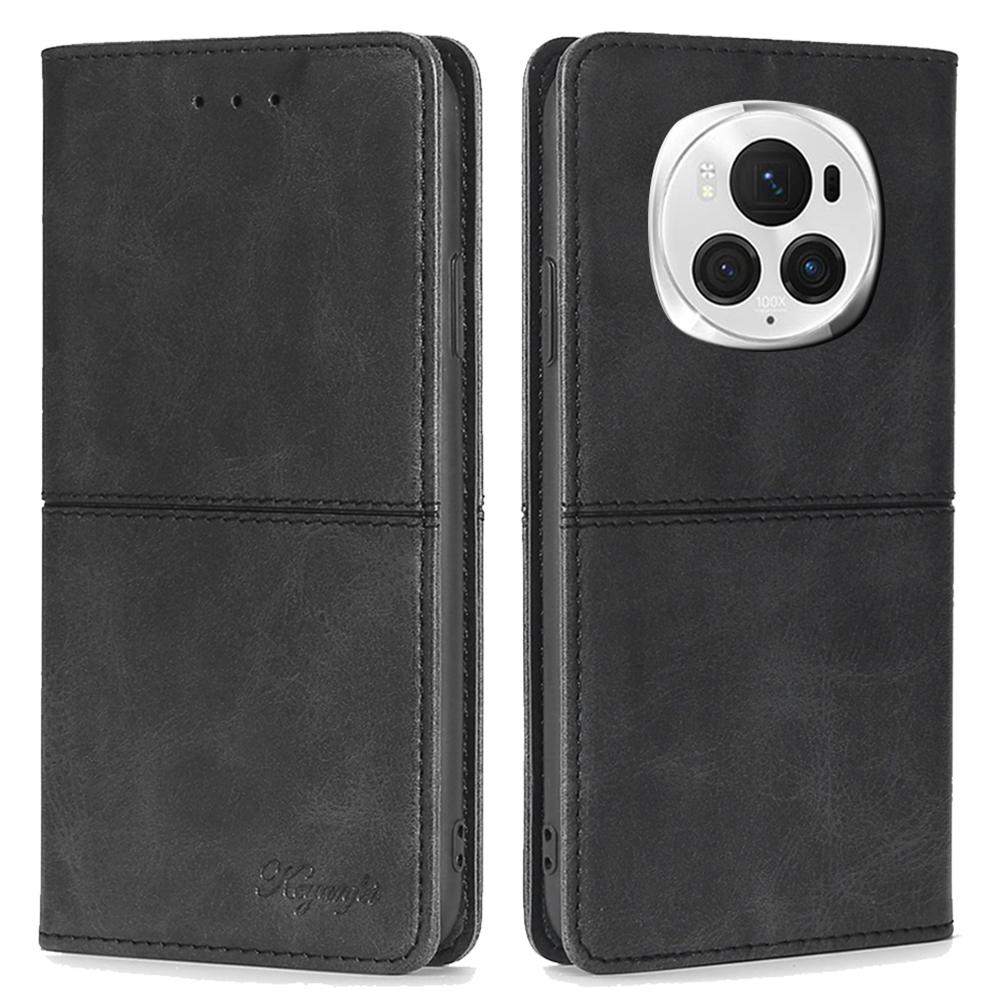 For Honor Magic6 Pro 5G Case Cowhide Texture Anti-Scratch Leather Phone Cover with Card Slots