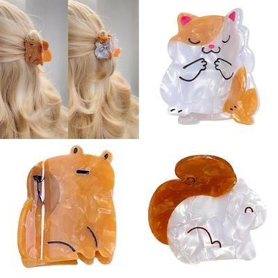 Hair Claw Clip Kitten Theme Hair Claw Clamp Lovely Valentine's Day Hair Holder Barrettes Strong Hold Hairpin for Girls