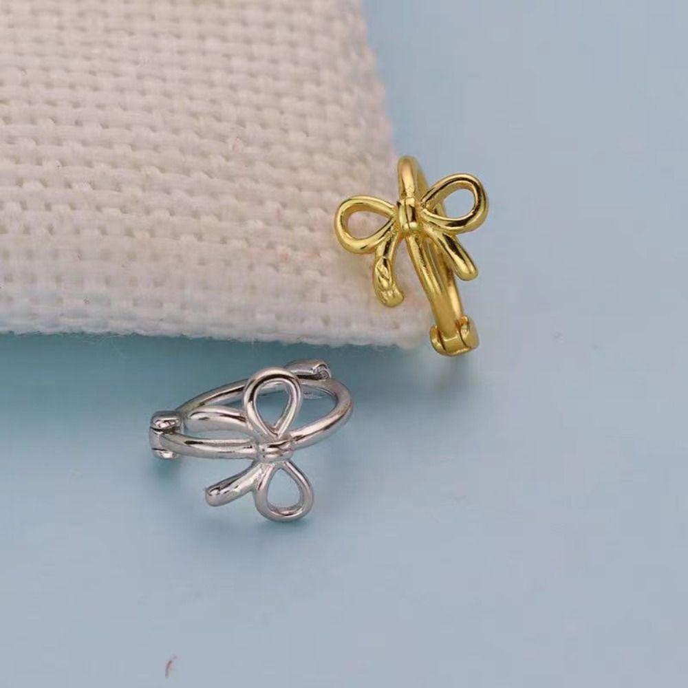 

Sweet Silver Earrings Mini Zircon Earrings Simple Bow Stud Earrings Gift Style C