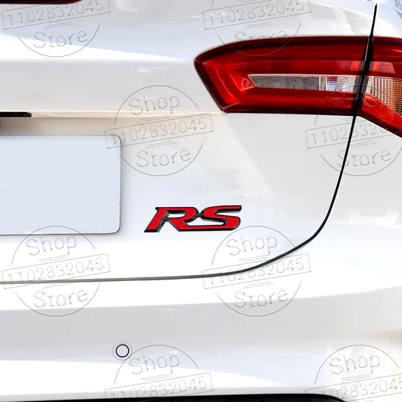For Car Sport RS Sticker Acceessories 3d Metal RS Sticker Letters Logo Car Front Grille Rear Trunk Emblem Badge