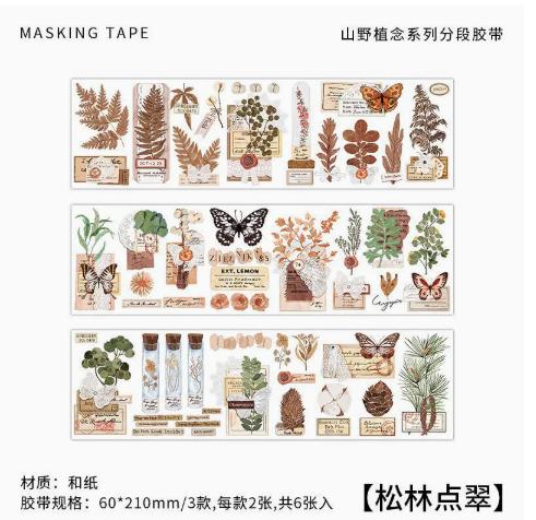 Vintage Botanical Journaling Decoration Supplies with Forest Design for Scrapbooks and DIY Crafts