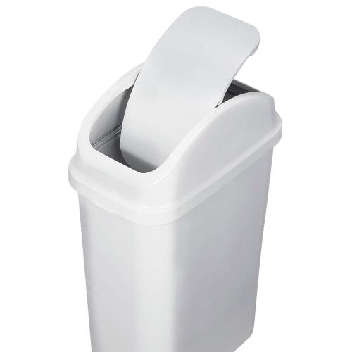 TONBO Shinki Gosei Sepa Antibacterial Swing Trash Can, 10 Liters, White Gray, 17.5cm Wide X 28.5cm Deep X 40cm High, with Lid, Made In Japan