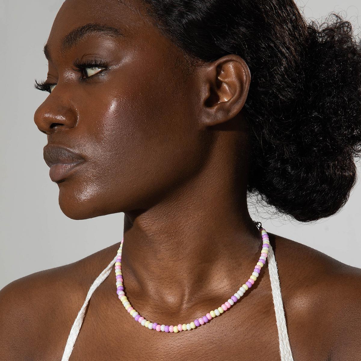 

1 шт. Новое ожерелье из бусин конфетных цветов, Милое и симпатичное для женщин, Подходит для повседневной носки и встреч