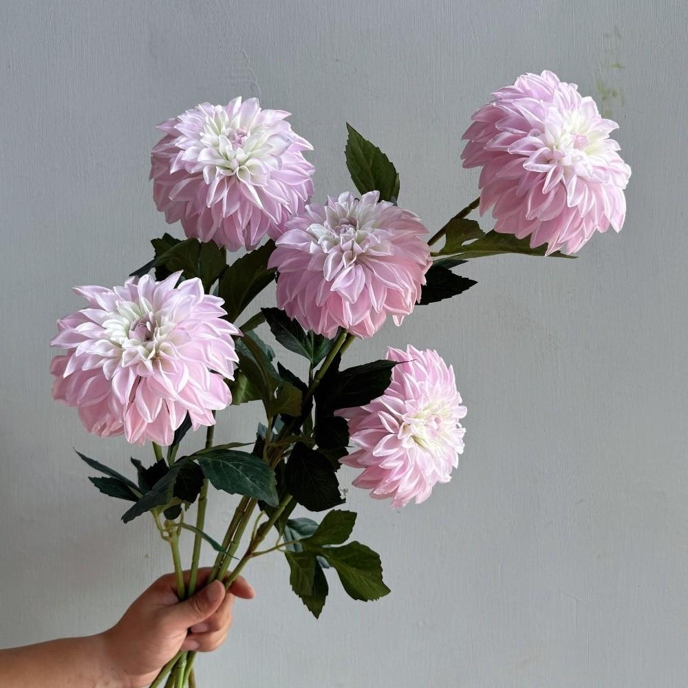 Long Branch 3D Printed Dahlia Realistic Real Touch Artificial Dahlia Branch Large Flower Faux Wedding Floral Bedroom Decor