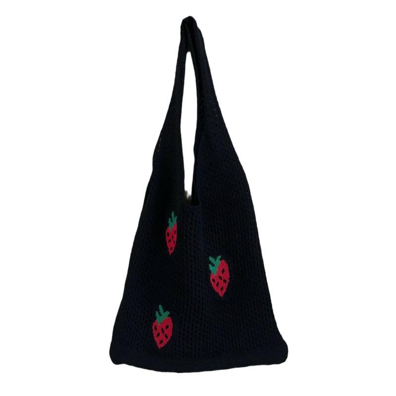 New Bag Japanese and Korean Tote Bag Strawberry Bag Knitted Bag Hollow Bag Beach Bag Woven Bag