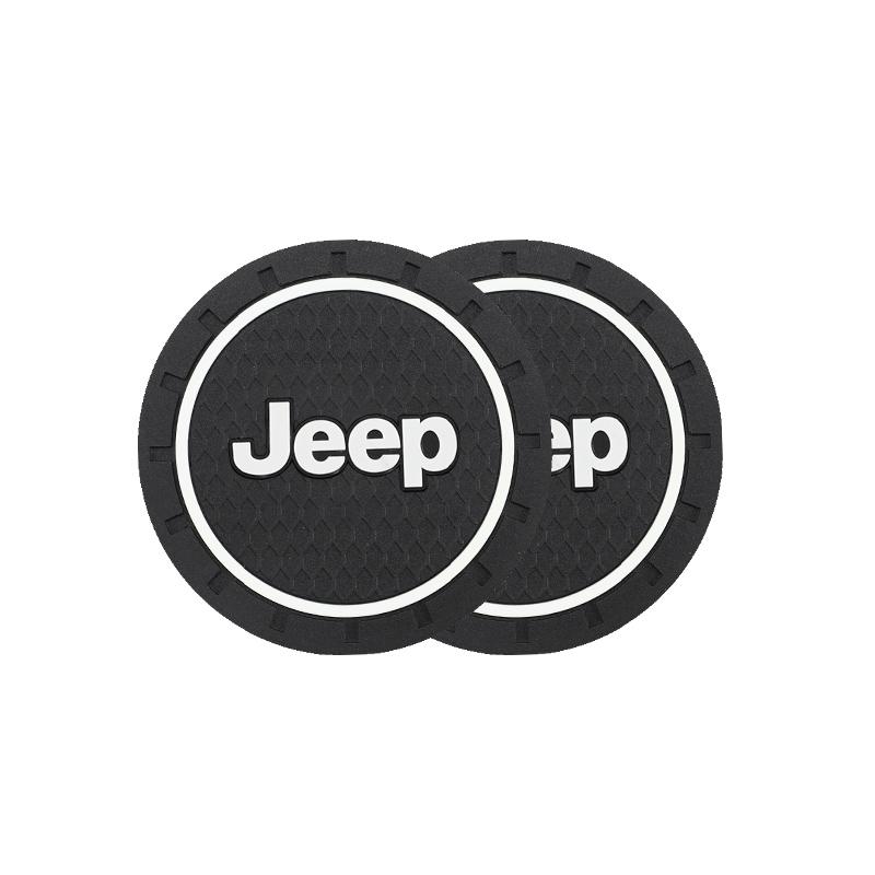2Pcs Leather Coaster Anti-noise Water Cup Pad Cushion For Jeep Renegade Compass Grand Cherokee Wrangler Patriot Liberty Rubicon AJR1