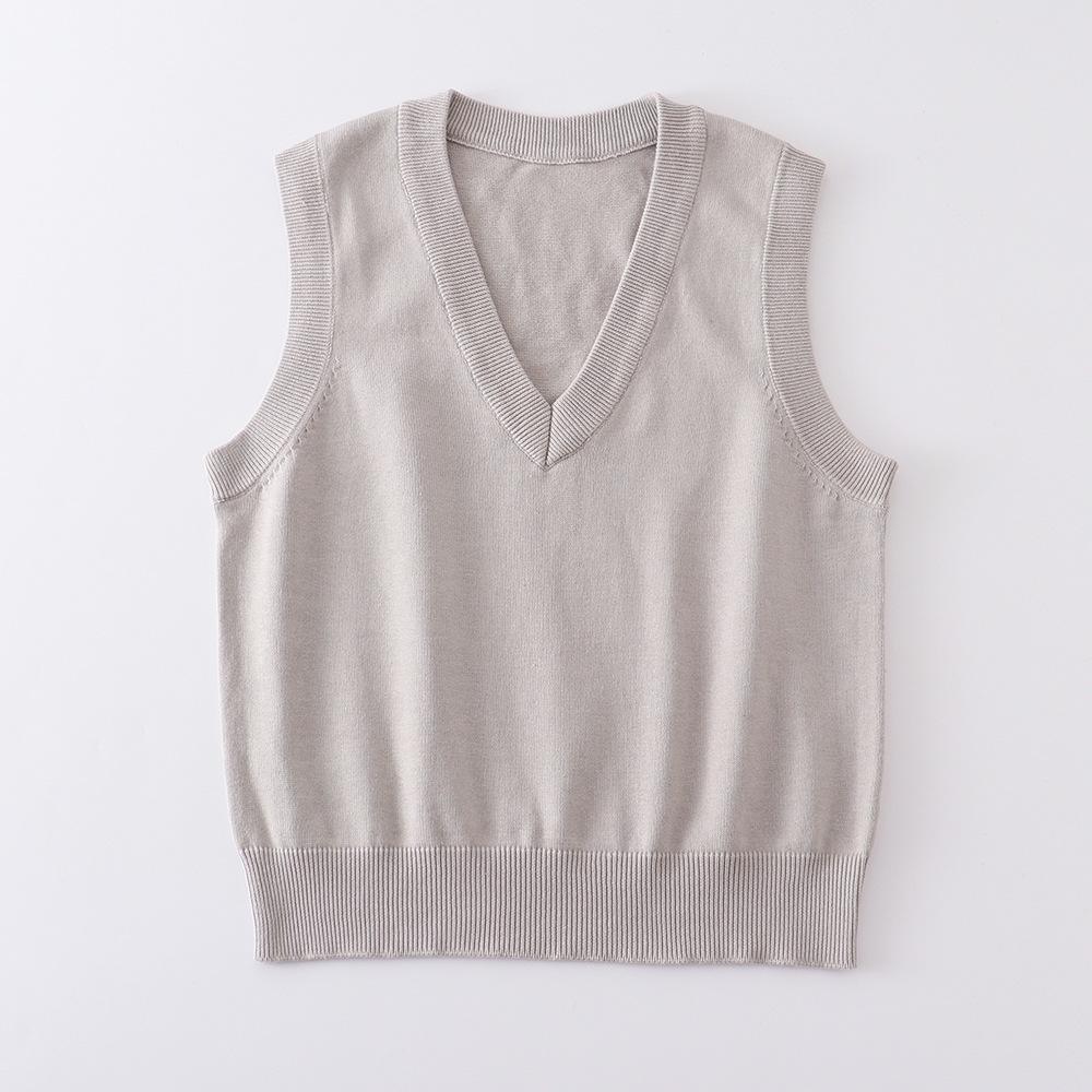 Fashion Comfortable Basic Pullover Sweater Uniform Undershirt Undershirt Sleeveless Thin Solid Color Female Student Knitwear